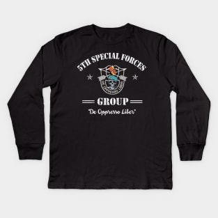 US Army 5th Special Forces Group Skull  De Oppresso Liber SFG - Gift for Veterans Day 4th of July or Patriotic Memorial Day Kids Long Sleeve T-Shirt